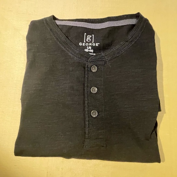 George Men's Dark Gray Henley Shirt - Picture 1 of 3